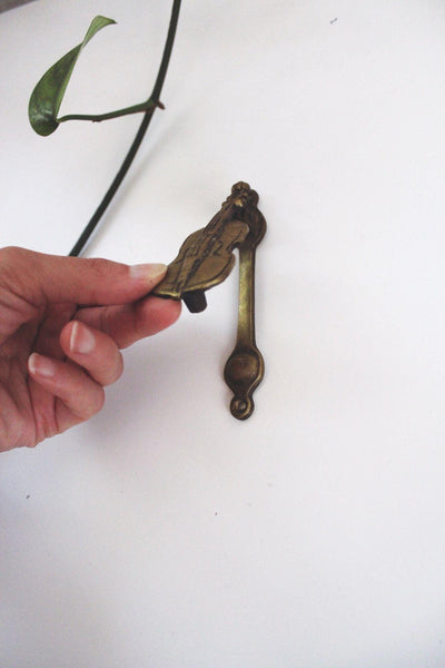 Vintage Solid Brass Violin Door Knocker Antique Bronze Victorian Musician