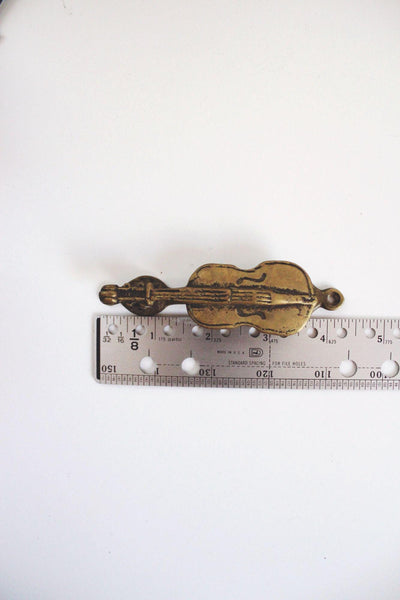 Vintage Solid Brass Violin Door Knocker Antique Bronze Victorian Musician