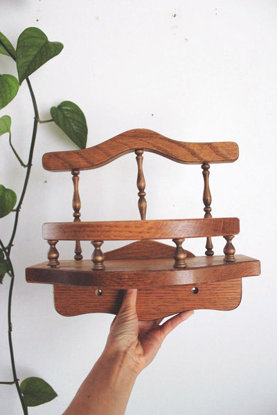 Vintage Wood Gallery Rail Wall Shelf Trinkets Plants Decor Display Cottage Farmhouse