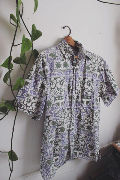 Vintage Wet Dog Hawaiian Shirt Tropical Floral Animal Button-Up Cotton Small 90s