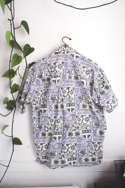 Vintage Wet Dog Hawaiian Shirt Tropical Floral Animal Button-Up Cotton Small 90s