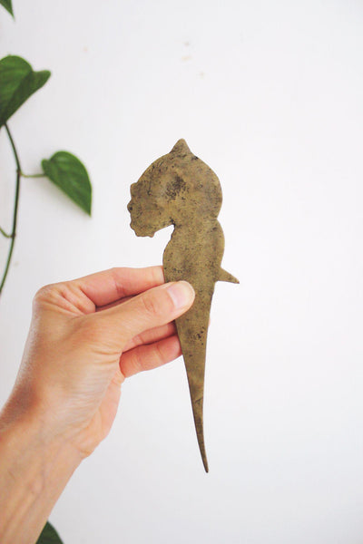 Vintage Solid Brass Koi Fish Letter Opener Art Nouveau Mid Century Desk Decor