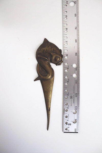 Vintage Solid Brass Koi Fish Letter Opener Art Nouveau Mid Century Desk Decor