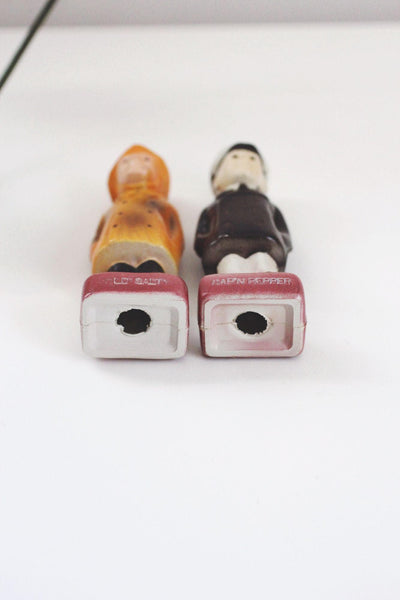 Vintage Old Salty Captain Pepper Nautical Salt Pepper Shakers Figurines Mid-Century