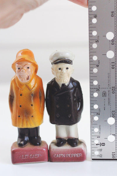 Vintage Old Salty Captain Pepper Nautical Salt Pepper Shakers Figurines Mid-Century