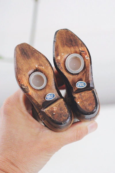 Vintage Ceramic Cowboy Boot Kansas Salt Pepper Shakers Japan Mid Century Western Souvenir