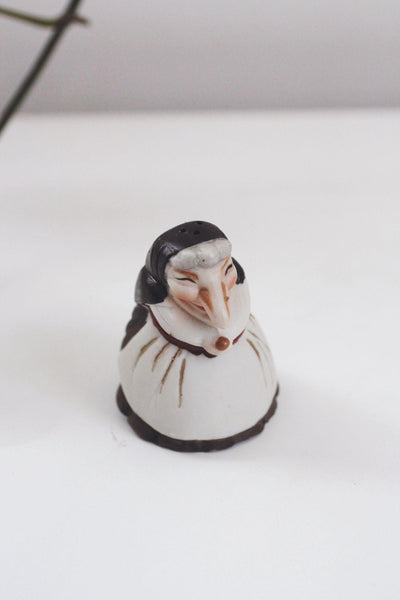 Hand-Painted Vintage Ceramic Kitchen Witch Salt Shaker Baba Yaga Figurine Babushka