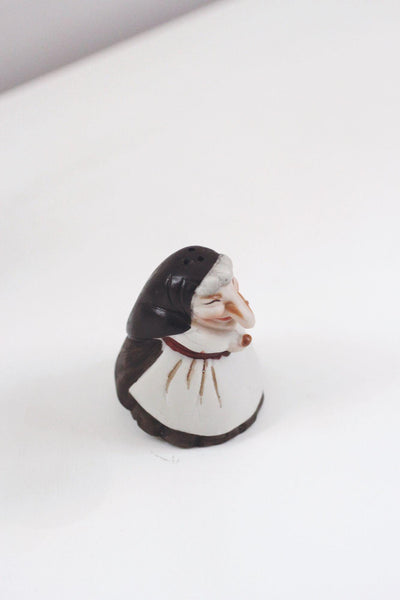 Hand-Painted Vintage Ceramic Kitchen Witch Salt Shaker Baba Yaga Figurine Babushka