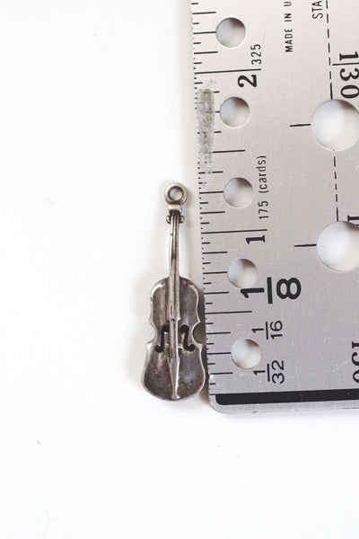 Sterling Silver Violin Charm Pendant Vintage Antiqued Oxidized Music Musician