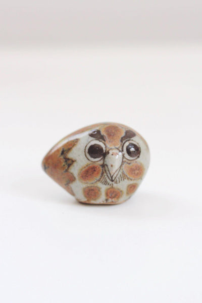 Vintage Tonala Ceramic Owl Figurine Miniature Sculpture Hand-Painted Mexico Artisan