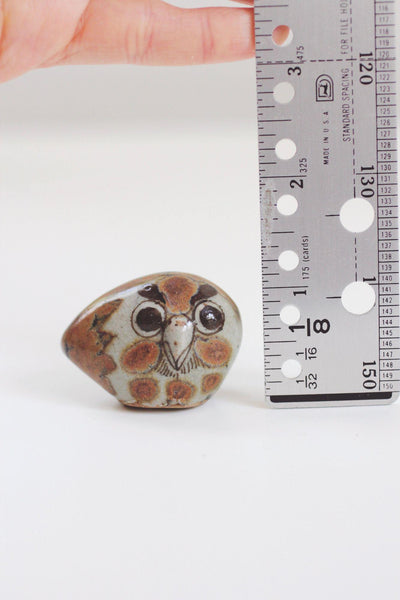 Vintage Tonala Ceramic Owl Figurine Miniature Sculpture Hand-Painted Mexico Artisan