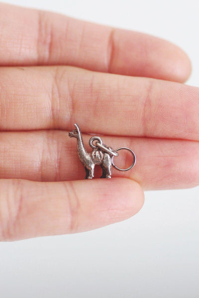 Miniature Sterling Silver Llama Charm Pendant Vintage Antiqued Oxidized Animal