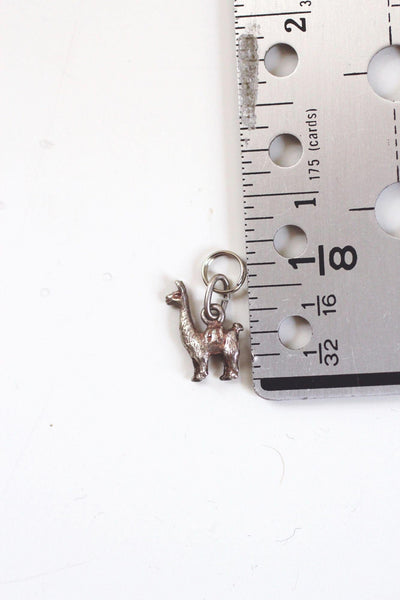 Miniature Sterling Silver Llama Charm Pendant Vintage Antiqued Oxidized Animal