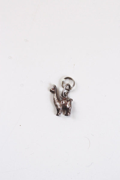 Miniature Sterling Silver Llama Charm Pendant Vintage Antiqued Oxidized Animal