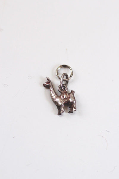Miniature Sterling Silver Llama Charm Pendant Vintage Antiqued Oxidized Animal