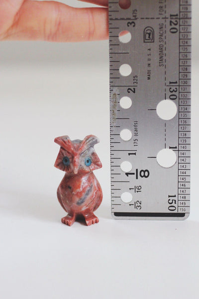 Hand Carved Stone Owl Figurine Miniature Trinket Handcrafted Vintage Sculpture
