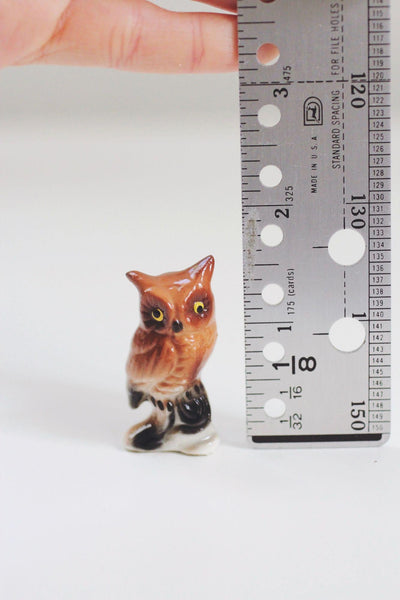 Vintage Hand-Painted Ceramic Owl Figurine Miniature Trinket Bone China Mid Century