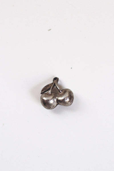 Sterling Silver Cherry Pendant Charm Vintage Retro Antiqued Fruit Whimical