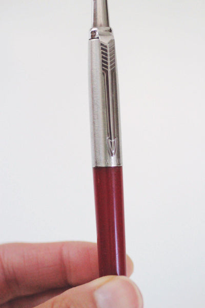 Vintage Parker Jotter Ballpoint Pen Mid Century Retro Red Burgundy Steel