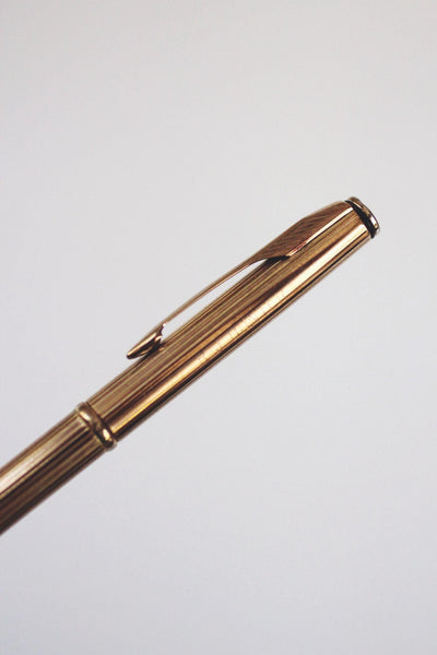 Vintage Parker Insignia Gold-Plated Ballpoint Pen 1990s Arrow Ribbed Elegant