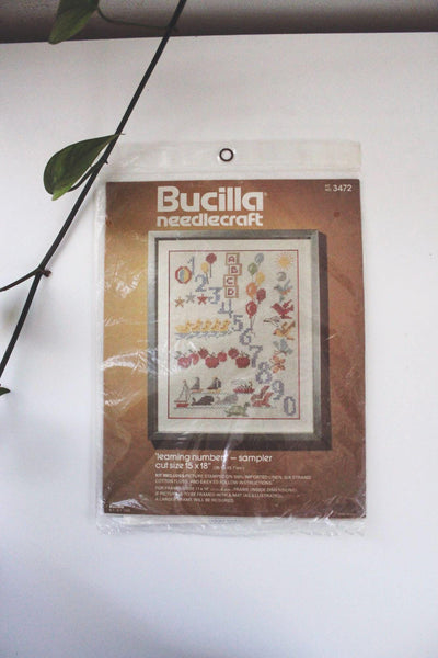 Vintage Bucilla Needlecraft Sampler Cross Stitch Kit Craft Learning Numbers New Sealed
