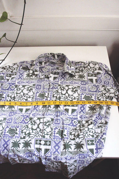 Vintage Wet Dog Hawaiian Shirt Tropical Floral Animal Button-Up Cotton Small 90s
