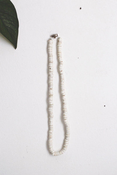 White Puka Shell Necklace Vintage Choker Surfer Boho Organic Beaded Coastal 70s Y2K