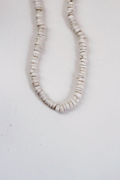 White Puka Shell Necklace Vintage Choker Surfer Boho Organic Beaded Coastal 70s Y2K