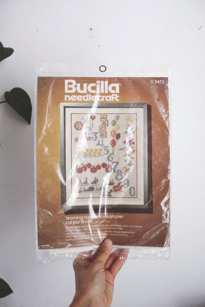 Vintage Bucilla Needlecraft Sampler Cross Stitch Kit Craft Learning Numbers New Sealed