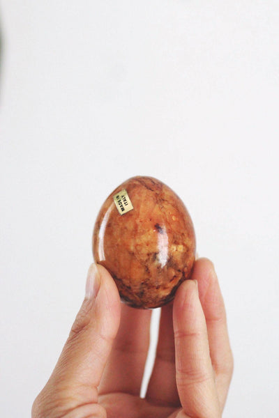 Vintage Italian Alabaster Stone Eggs Handcrafted Hand Carved Marble Italy Set