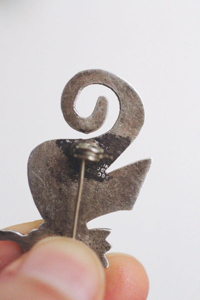 Vintage Sterling Silver Seahorse Mexico Silver Brooch Pin Handcrafted 2-Inch Length