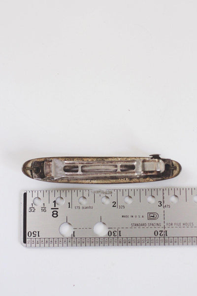 Vintage Alpaca Silver Hair Barrette Mexico Floral Mother-Of-Pearl Abalone Shell Inlay Mosaic