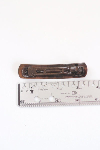 Vintage Copper Hair Barrette Clip Etched Southwestern Geometric Patterns Native American