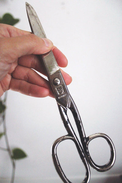 Vintage Germany Metal Steel Tailor Scissors Heavy-Duty Sewing Shears Rustic Palm Tree Mark
