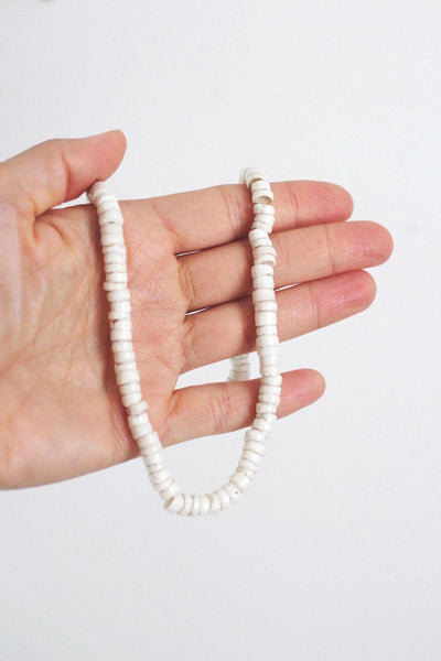 White Puka Shell Necklace Vintage Choker Surfer Boho Organic Beaded Coastal 70s Y2K