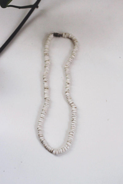 White Puka Shell Necklace Vintage Choker Surfer Boho Organic Beaded Coastal 70s Y2K