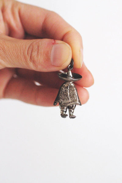 Sterling Silver Mexican Man Charm Pendant 925 Vintage Figurine Design
