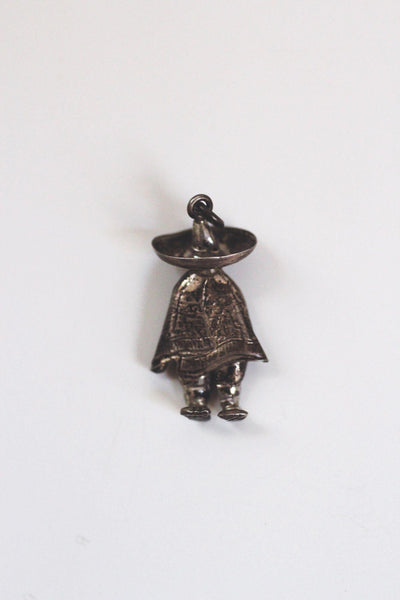 Sterling Silver Mexican Man Charm Pendant 925 Vintage Figurine Design