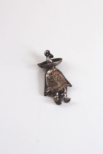 Sterling Silver Mexican Man Charm Pendant 925 Vintage Figurine Design