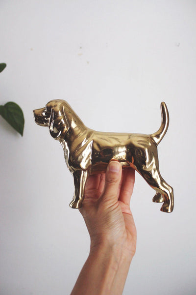 Vintage Brass Dog Figurines Heavy Solid Brass Bookends Mid Century Beagle MCM