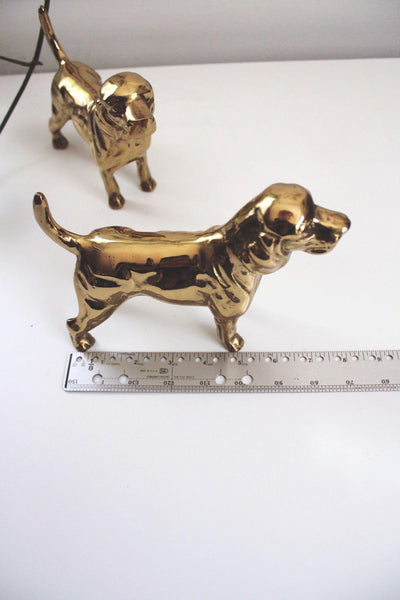 Vintage Brass Dog Figurines Heavy Solid Brass Bookends Mid Century Beagle MCM