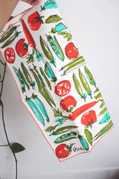 Vintage Vera Neumann Vegetable Print Cotton Napkins Set Of 4 MCM Mid Century
