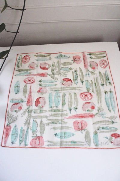 Vintage Vera Neumann Vegetable Print Cotton Napkins Set Of 4 MCM Mid Century