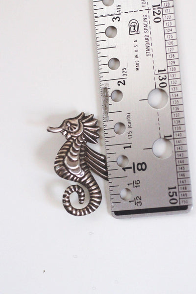 Vintage Sterling Silver Seahorse Mexico Silver Brooch Pin Handcrafted 2-Inch Length