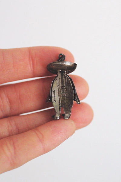 Sterling Silver Mexican Man Charm Pendant 925 Vintage Figurine Design