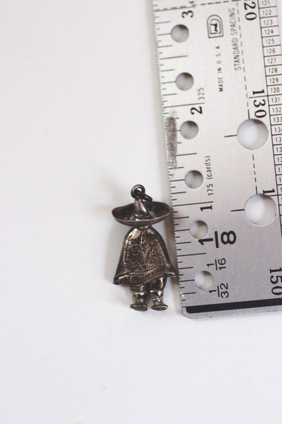 Sterling Silver Mexican Man Charm Pendant 925 Vintage Figurine Design