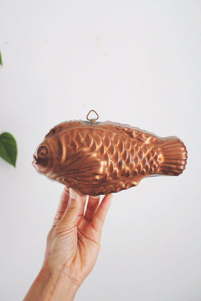 Vintage Copper Fish Mold Wall Hanging Kitchen Decor Jello Rustic Farmhouse