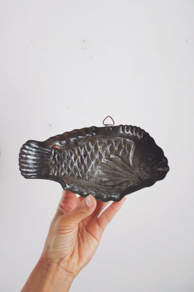 Vintage Copper Fish Mold Wall Hanging Kitchen Decor Jello Rustic Farmhouse