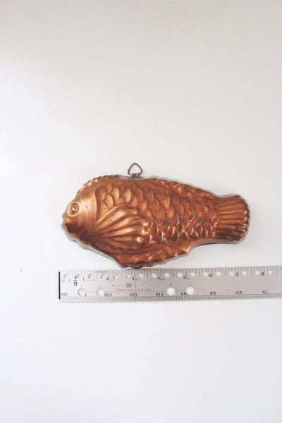 Vintage Copper Fish Mold Wall Hanging Kitchen Decor Jello Rustic Farmhouse