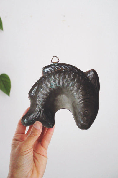 Vintage Copper Fish Mold Wall Hanging Kitchen Decor Nautical Rustic Jello Baking